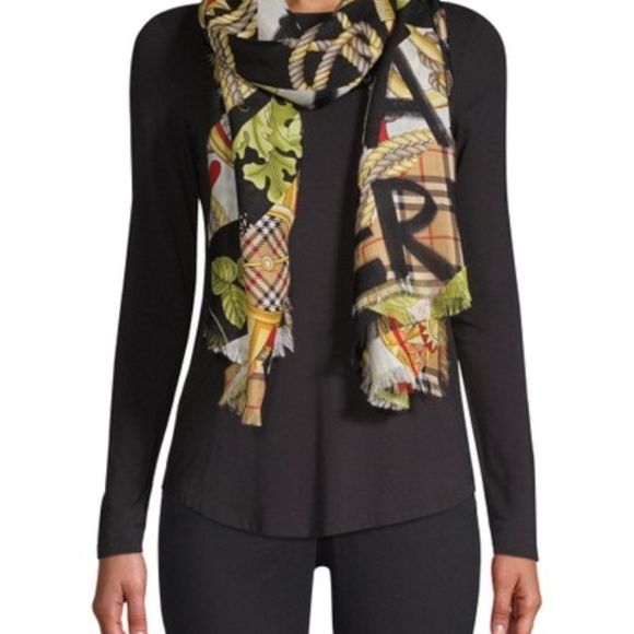 [[[Burberry]]] Graffiti Archive Print Scarf - Picture 4 of 6